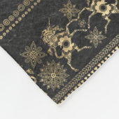 Donkergrijs- en goudblauw-inkorpatroon fleece deken (Hoek)