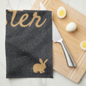 Donkergrijs en gouden glitter theedoek (Quarter Fold)