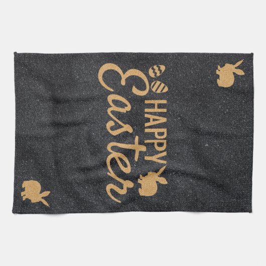 Donkergrijs en gouden glitter theedoek (Horizontaal)