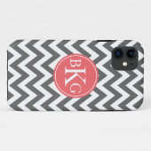 Donkergrijs en koraal Chevron - aangepast monogram Case-Mate iPhone Case (Achterkant (horizontaal))