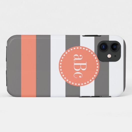 Donkergrijs en koraalmonogram Hoesje (Achterkant (horizontaal))