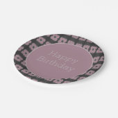 Donkergrijs en krottenbloem papieren bordje (Gekanteld)