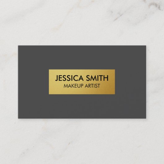 Donkergrijs en Metallic Faux Gold Visitekaartje (Voorkant)