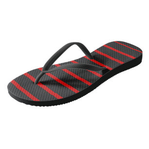 Donkergrijs en rode strepen teenslippers