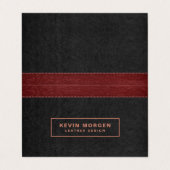 Donkergrijs en rode zwarte leder-bedrijfsauto met  visitekaartje (Buitenkant ongevouwen)