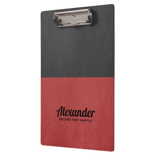 Donkergrijs en rood kunstleder klembord (Links)