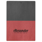 Donkergrijs en rood kunstleder klembord (Achterkant)