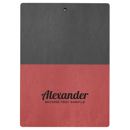 Donkergrijs en rood kunstleder klembord (Achterkant)