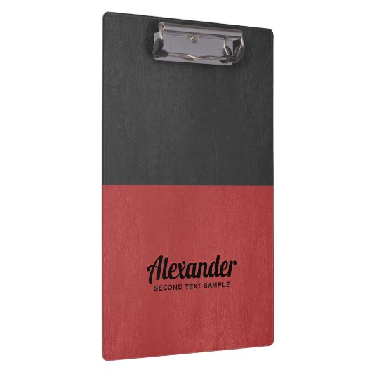 Donkergrijs en rood kunstleder klembord (Rechts)