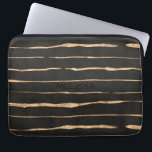 Donkergrijs en Roos kleurengoudpatroon Laptop Sleeve<br><div class="desc">Donkere dray en roos goud moderne hand maakte strepen patroon.  monogram in verzadigd zuiver zwart.</div>