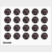 Donkergrijs en roze glitter- dank je ronde sticker (Vel)