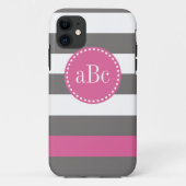 Donkergrijs en roze monogram Hoesje (Achterkant)