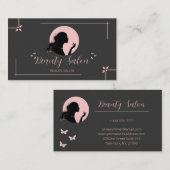 Donkergrijs en Roze Schoonheidssalon Visitekaartje (Voorkant / Achterkant)