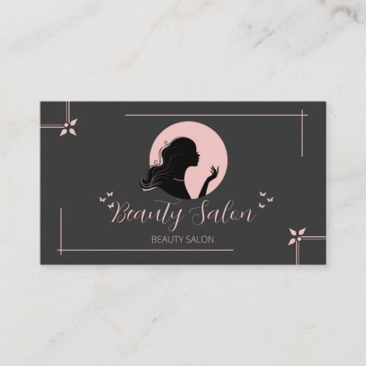 Donkergrijs en Roze Schoonheidssalon Visitekaartje (Voorkant)