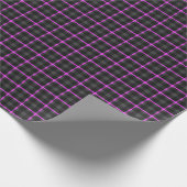 Donkergrijs en roze tartan cadeaupapier (Hoek)