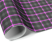 Donkergrijs en roze tartan cadeaupapier (Rol Hoek)