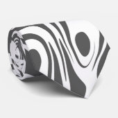 Donkergrijs en wit abstract spiraalpatroon stropdas (Opgerold)