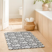 Donkergrijs en wit barok damast patroon badmat