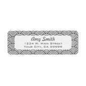 Donkergrijs en wit geometrisch cirkelpatroon etiket (Voorkant)