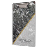 Donkergrijs en wit gevlekt marmeren steen klembord (Links)