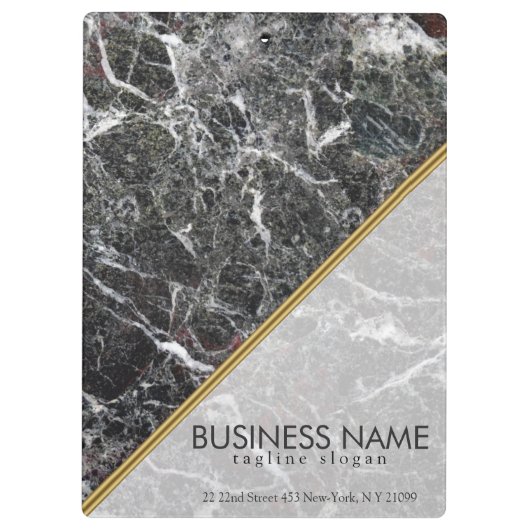 Donkergrijs en wit gevlekt marmeren steen klembord (Achterkant)