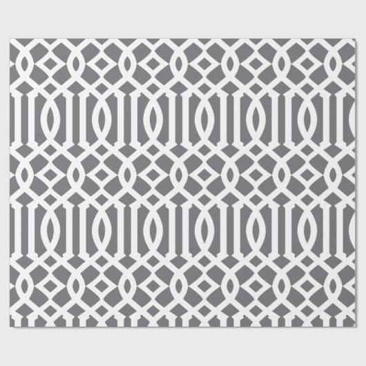 Donkergrijs en wit trellis patroon cadeaupapier (Vlak)