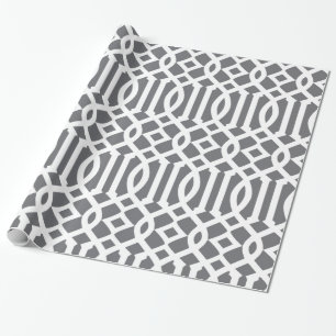 Donkergrijs en wit trellis patroon cadeaupapier
