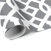 Donkergrijs en wit trellis patroon cadeaupapier (Rol Hoek)