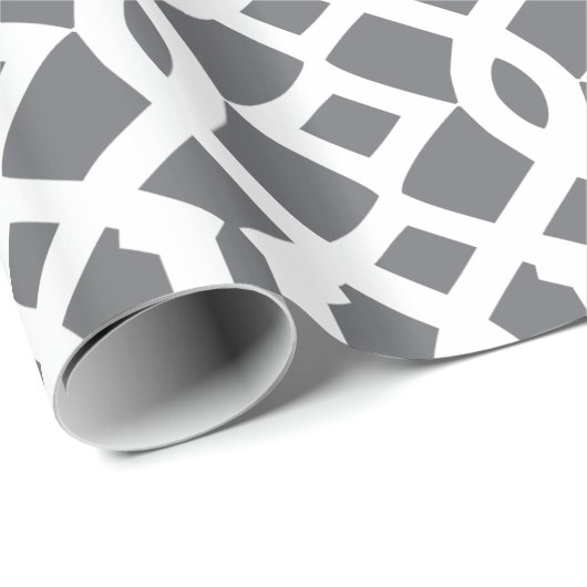 Donkergrijs en wit trellis patroon cadeaupapier (Rol Hoek)