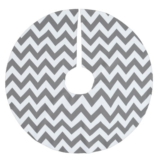 Donkergrijs en witte Chevron kerstboomrok Kerstboom Rok (Voorkant)
