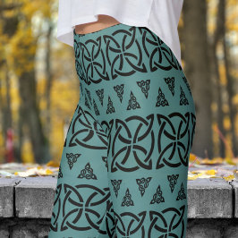 Donkergrijs en zwart gebandeerd stampatroon leggings