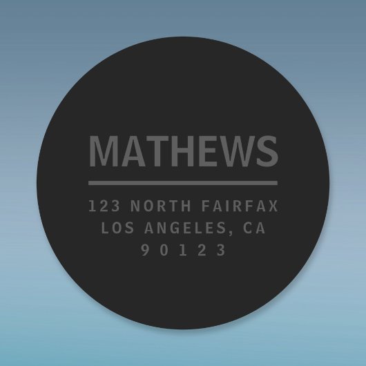 Donkergrijs en zwart retouradres ronde sticker