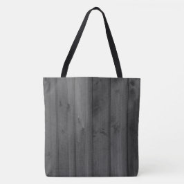 Donkergrijs faux hout tote bag