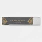 Donkergrijs Faux Leather Gold Swirls Lijst Deurbordje (Voorkant)