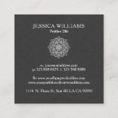 Donkergrijs Faux Linnen & Wit Mandala Vierkante Visitekaartje (Achterkant)