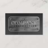 Donkergrijs Faux Steel Metal Bord en schroeven Visitekaartje (Voorkant)