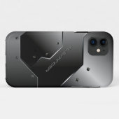Donkergrijs geborsteld aluminium bliksemmonogram Case-Mate iPhone case (Achterkant (horizontaal))