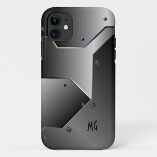 Donkergrijs geborsteld aluminium metalen look 2-mo iPhone 11 hoesje