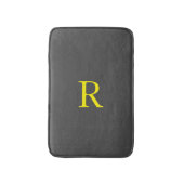 Donkergrijs Geel Monogram Initiaal Cute Cool Badmat (Voorkant Verticaal)