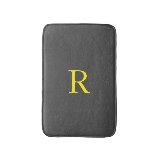 Donkergrijs Geel Monogram Initiaal Cute Cool Badmat (Voorkant Verticaal)