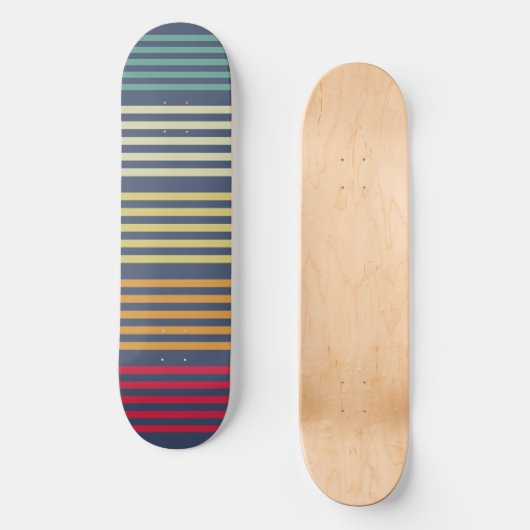 Donkergrijs gekleurde retro strepen persoonlijk skateboard (Voorkant)