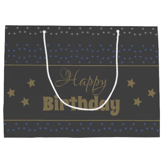 Donkergrijs Gelukkige Verjaardagscadeauzak met Ste Groot Cadeauzakje (Achterkant)