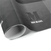 Donkergrijs geometrisch maaspatroon Monogram Cadeaupapier (Rol Hoek)