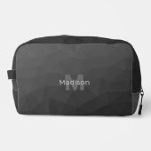 Donkergrijs geometrisch maaspatroon Monogram Toilettasje (Voorkant)