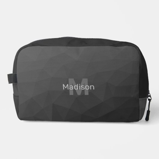 Donkergrijs geometrisch maaspatroon Monogram Toilettasje (Voorkant)