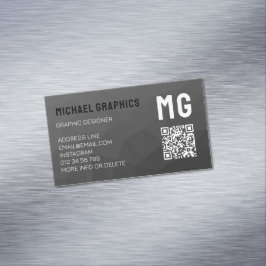 Donkergrijs geometrisch mesh patroon QR code Magnetisch Visitekaartje