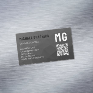 Donkergrijs geometrisch mesh patroon QR code Magnetisch Visitekaartje