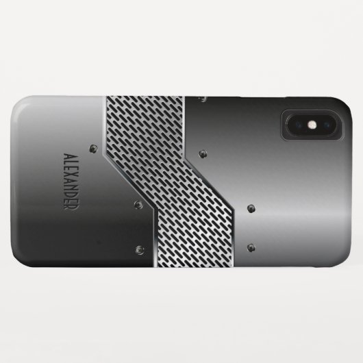 Donkergrijs geometrisch metallisch ontwerp Case-Mate iPhone case (Achterkant (horizontaal))