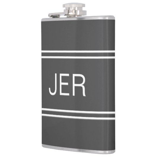 Donkergrijs Gepersonaliseerde Monogram Initialen D Heupfles (Links)