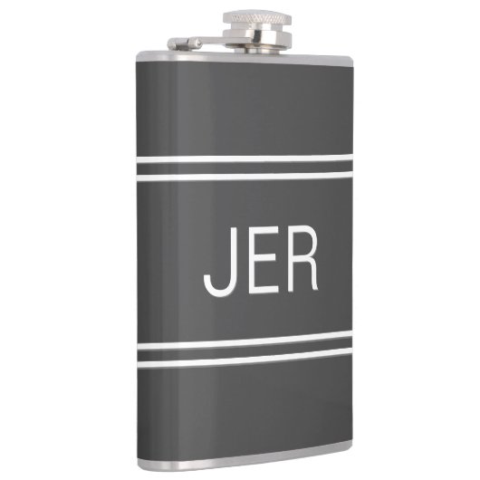 Donkergrijs Gepersonaliseerde Monogram Initialen D Heupfles (Rechts)